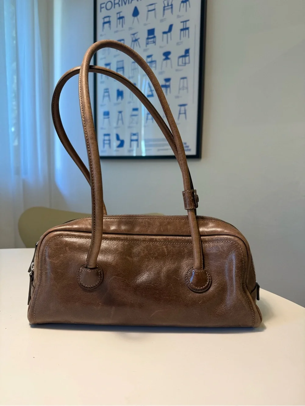 Marge Sherwood Brown Leather Shoulder Handbag